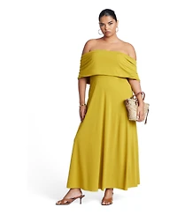 Eloquii Women's Plus Off The Shoulder Maxi Dress