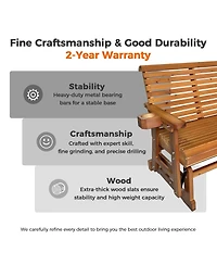 Mega Casa 5 Foot 3-Seater Patio Glider with Cup Holders, High Roll Back and Deep Contoured Seat