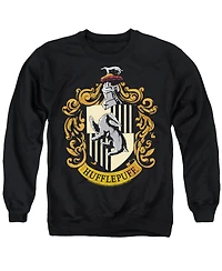Harry Potter Men's Hufflepuff Crest Graphic Long-Sleeve Crewneck Sweatshirt