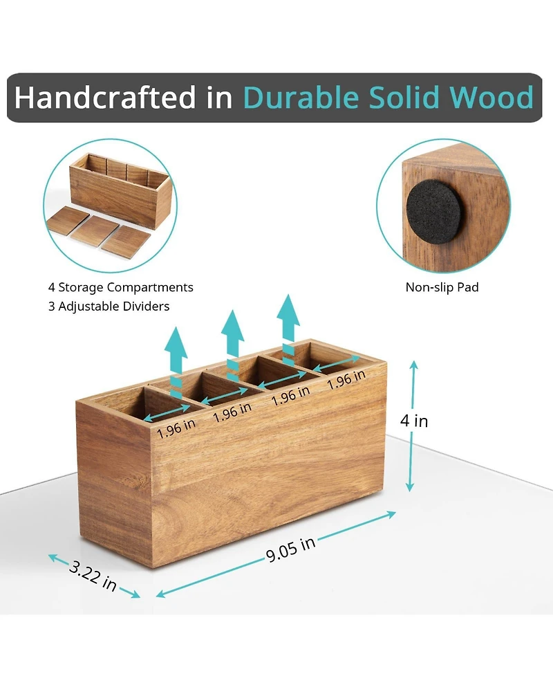 Danrong Wood Desk Organizer 4 Slot Desktop Storage Holder