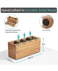 Danrong Wood Desk Organizer 4 Slot Desktop Storage Holder