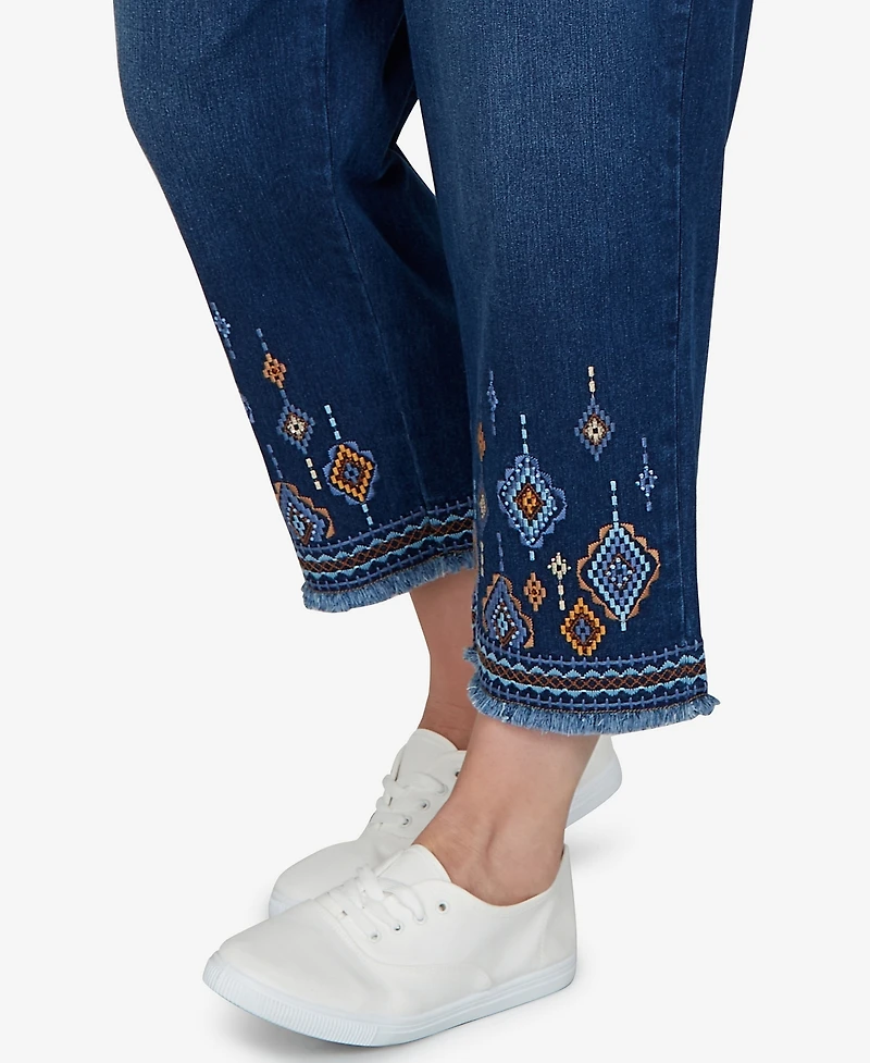 Alfred Dunner Plus Pull-On Mid-Rise Cropped-Ankle Denim Pants