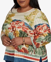 Alfred Dunner Plus 3/4-Sleeve Side-Slit T-Shirt