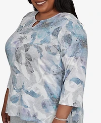 Alfred Dunner Plus Floral-Print 3/4-Sleeve T-Shirt