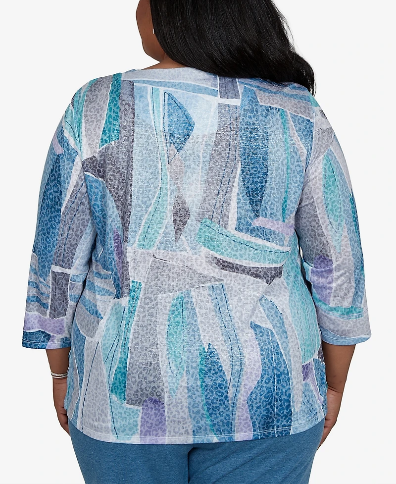 Alfred Dunner Plus 3/4-Sleeve Side-Slit T-Shirt