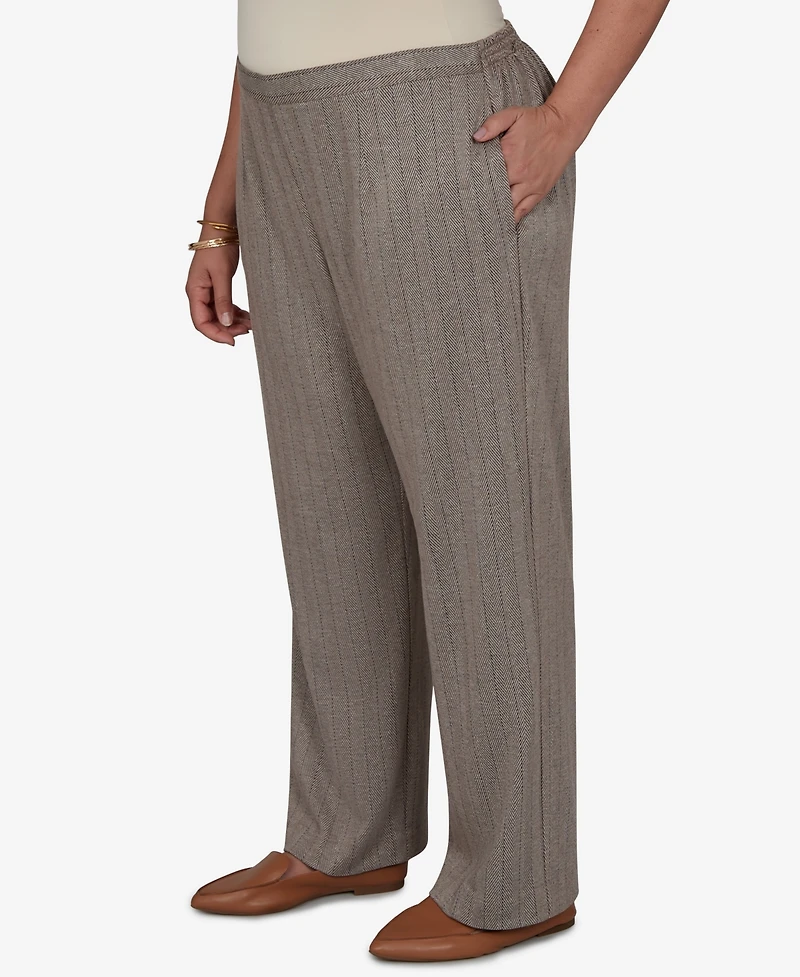 Alfred Dunner Plus Pull-On Pinstripe Mid-Rise Pants