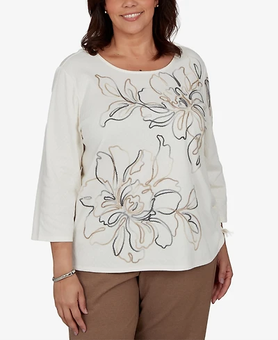 Alfred Dunner Plus Floral 3/4-Sleeve Top