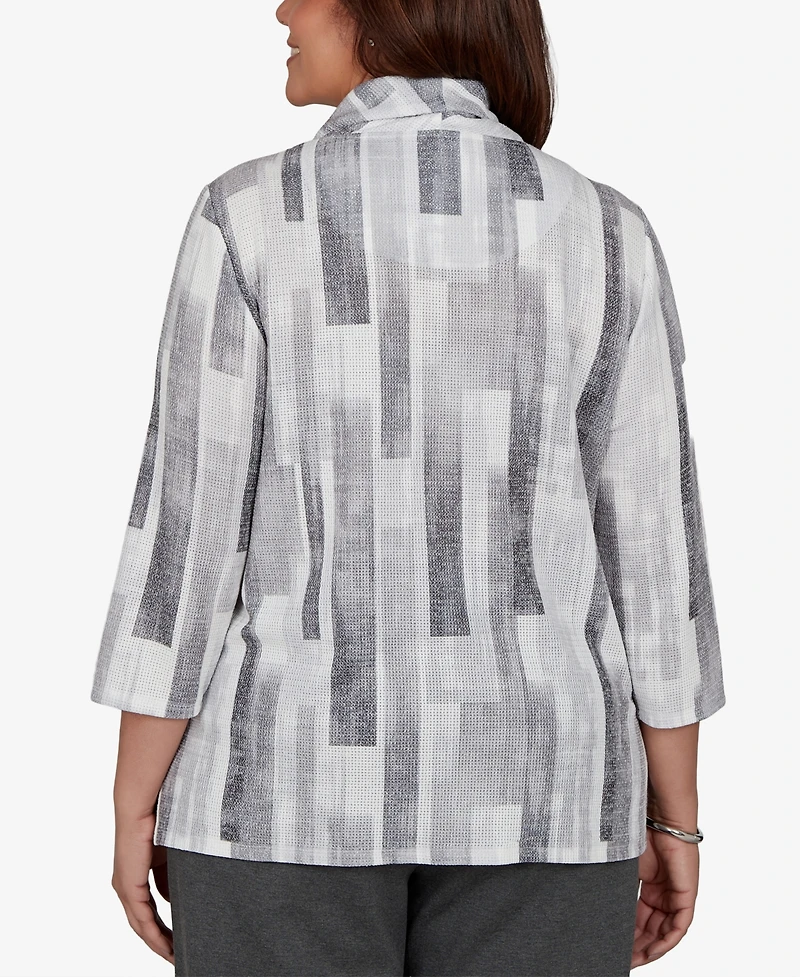 Alfred Dunner Plus Cowl Neck 3/4-Sleeve Textured-Knit Blouse