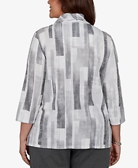 Alfred Dunner Plus Cowl Neck 3/4-Sleeve Textured-Knit Blouse