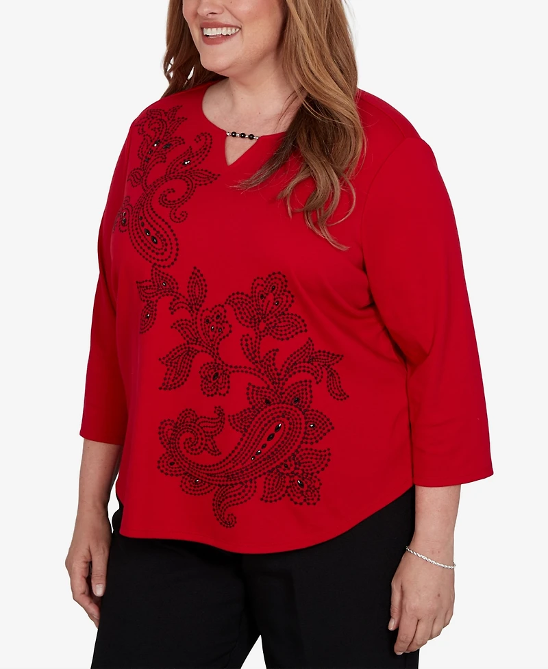 Alfred Dunner Plus Keyhole 3/4-Sleeve Top