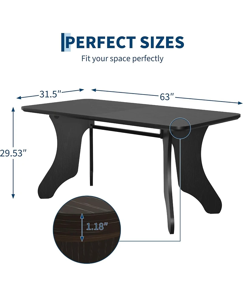 Gaomon 63 in Rectangular Dining Table for 4-6 People, Antler-Inspired Modern Farmhouse Kitchen Table for Dining Room, Living Room or Office