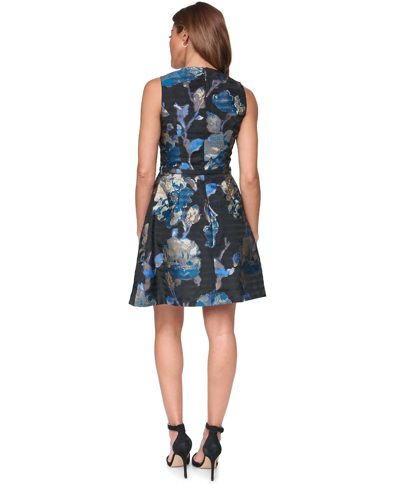 Vince Camuto Petite Floral Jacquard V-Neck Dress