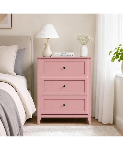 Gaomon 3-Drawer Dresser, 27.6" Modern Bedroom Storage Cabinet with Lacquered Finish, Metal Knobs for Nursery, Living Room or Apartment