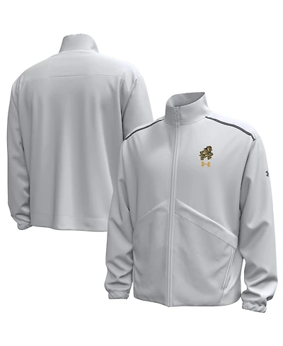Under Armour Men's 1 Gray Notre Dame Fighting Irish Wear Green Unstoppable Woven Full-Zip Jacket