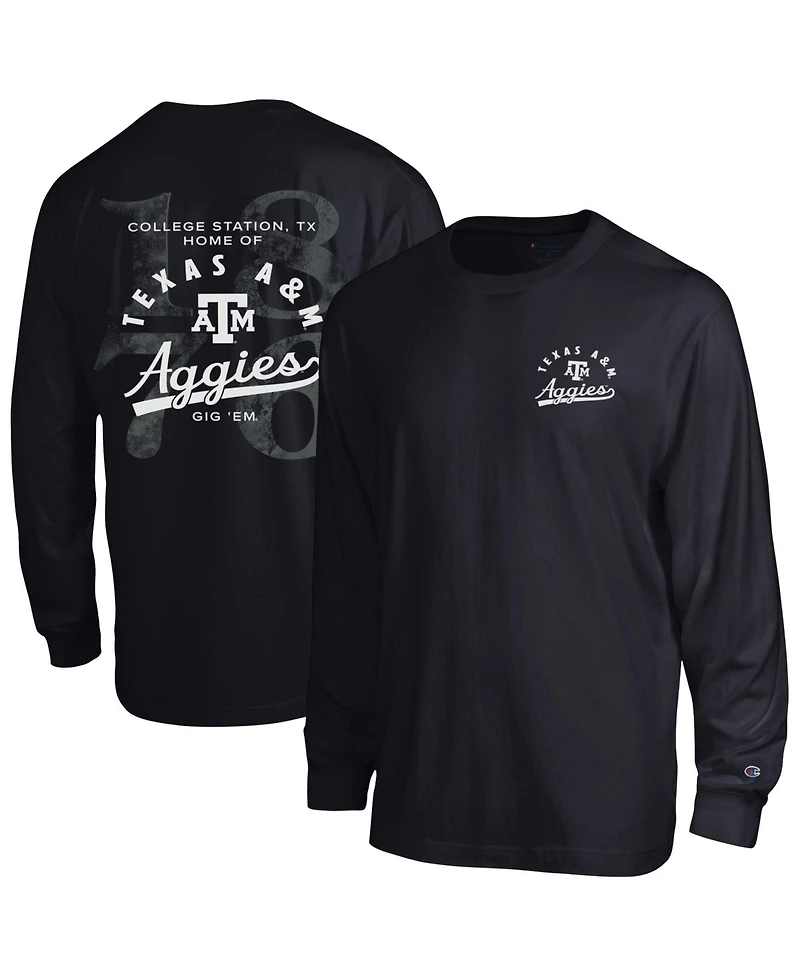 Champion Men's Laminated All-Star Texas A&M Aggies Screen Print Graphics Long Sleeve T-Shirt
