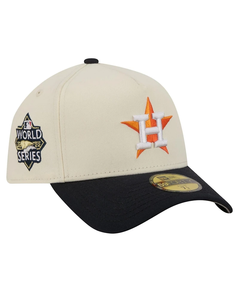 New Era Men's Cream Houston Astros Chrome A-Frame 59FORTY Fitted Hat