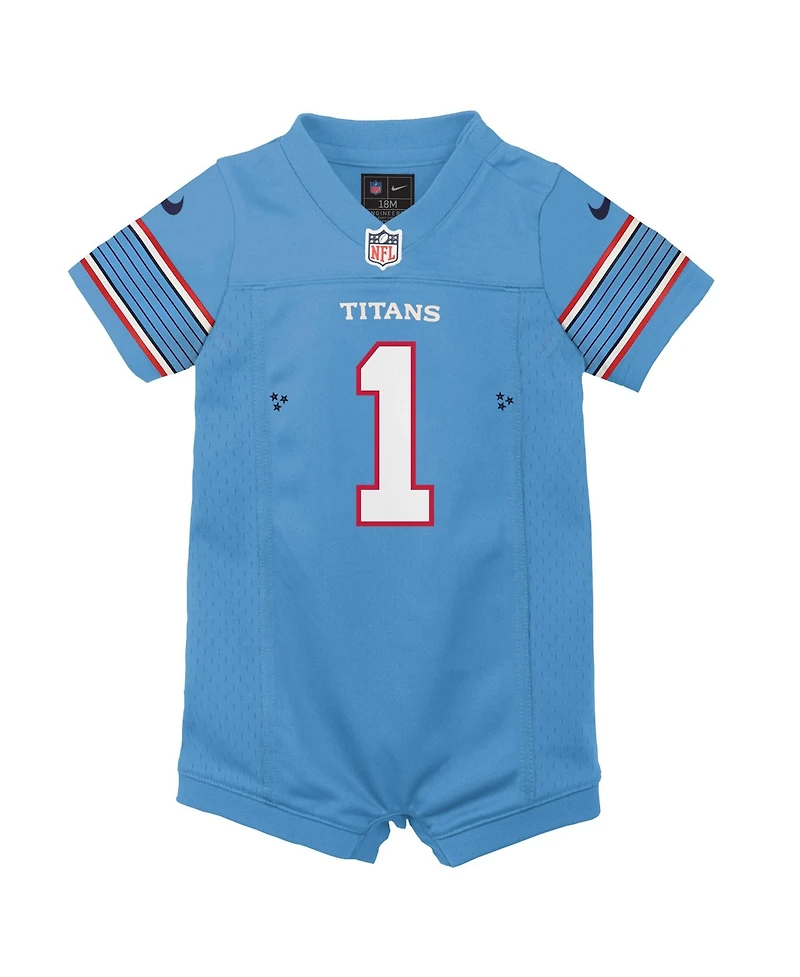 Nike Baby Boys and Girls Cameron Ward Blue Tennessee Titans Romper Game Jersey