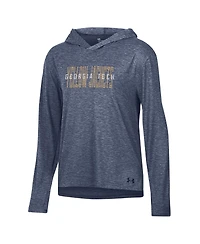 Under Armour Women's Navy Georgia Tech Yellow Jackets Breezy Long Sleeve Hooded Tri-Blend T-Shirt