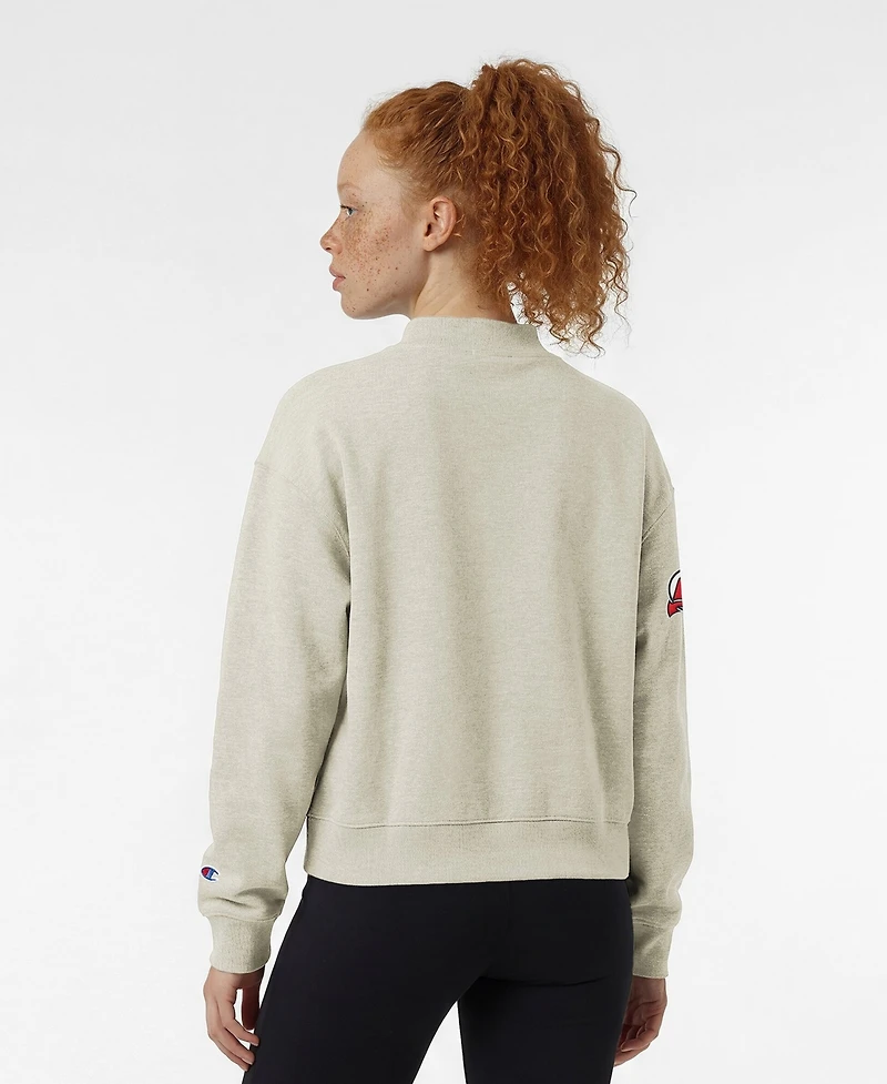 Champion Women's New Jersey Devils Collar Script Triumph Fleece Pullover Crewneck Sweatshirt