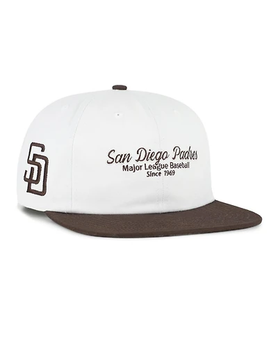 '47 Brand Men's White/Brown San Diego Padres Script Stack Relaxed Captain Snapback Hat
