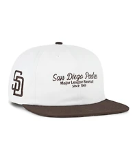 '47 Brand Men's White/Brown San Diego Padres Script Stack Relaxed Captain Snapback Hat