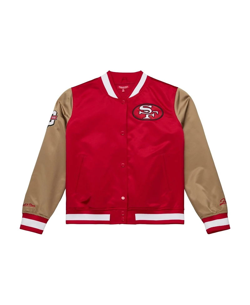 Mitchell & Ness Women's Scarlet/Gold San Francisco 49ers 80th Anniversary Satin Full-Snap Jacket