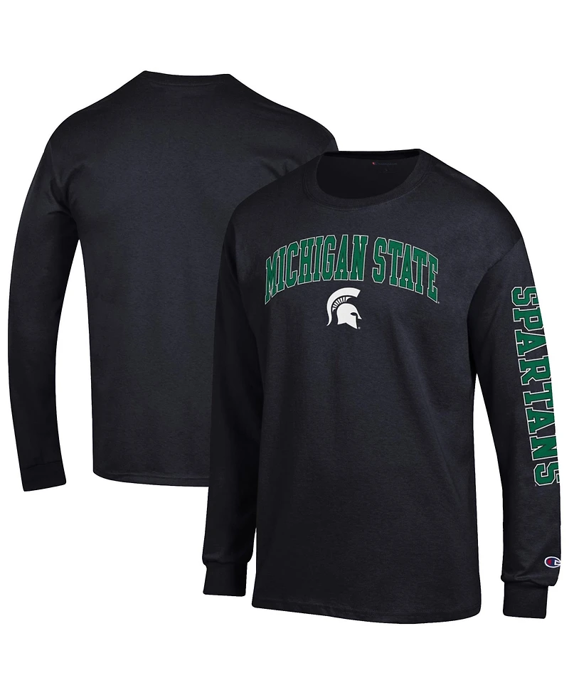 Champion Men's Michigan State Spartans Arch Over Logo 2-Hit Screen print Long Sleeve T-Shirt