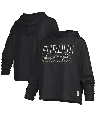 Pressbox Women's Purdue Boilermakers Castillo Slub Oversized Long-Sleeve Hooded T-Shirt