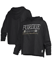 Pressbox Women's Purdue Boilermakers Castillo Slub Oversized Long-Sleeve Hooded T-Shirt