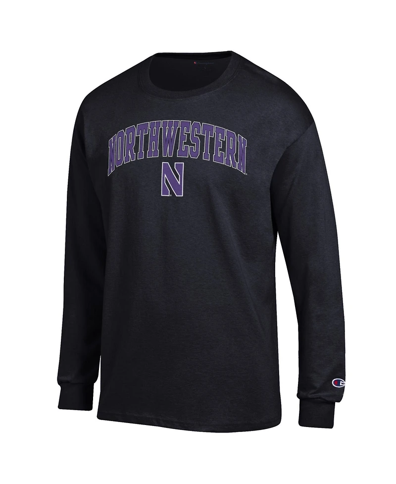 Champion Men's Black Northwestern Wildcats Arch Over Logo Long Sleeve T-Shirt