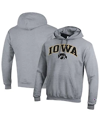 Champion Men's Heather Gray Iowa Hawkeyes Arched Logo Fleece Pullover Hoodie