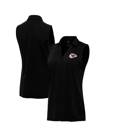 Antigua Women's Heather Kansas City Chiefs Layout Sleeveless V-Neck Polo Shirt