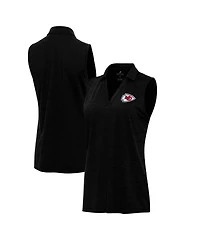 Antigua Women's Heather Kansas City Chiefs Layout Sleeveless V-Neck Polo Shirt