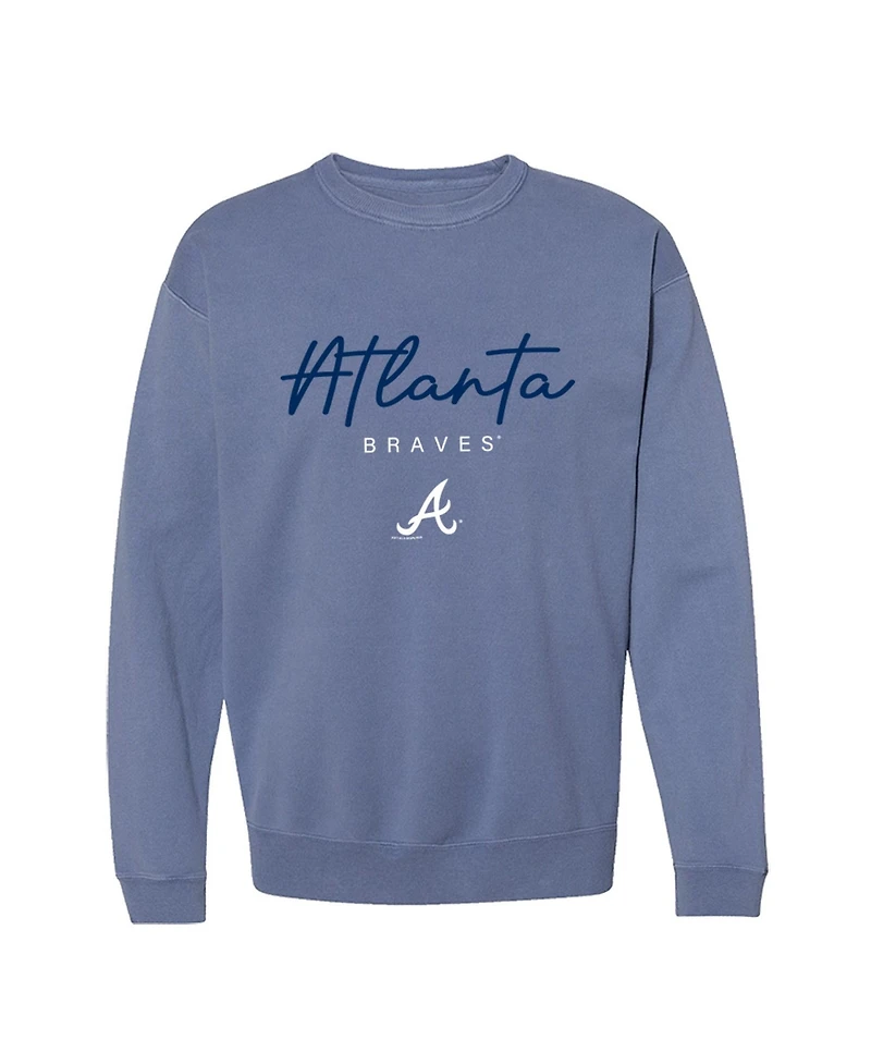 Soft As A Grape Women's Atlanta Braves Pigment-Dye Fleece-Lined Crewneck Sweatshirt