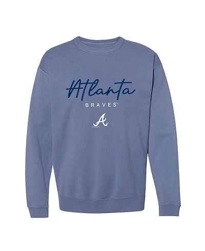 Soft As A Grape Women's Atlanta Braves Pigment-Dye Fleece-Lined Crewneck Sweatshirt