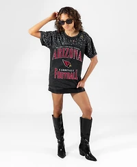 Gameday Couture Women's Arizona Cardinals the Zone Washed Micro Rhinestone Drop-Shoulder Garment-Washed T-Shirt