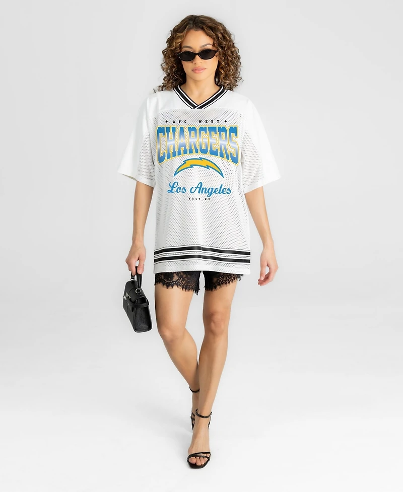 Gameday Couture Women's Los Angeles Chargers Squad Mentality Mesh Relaxed-Fit V-Neck Jersey