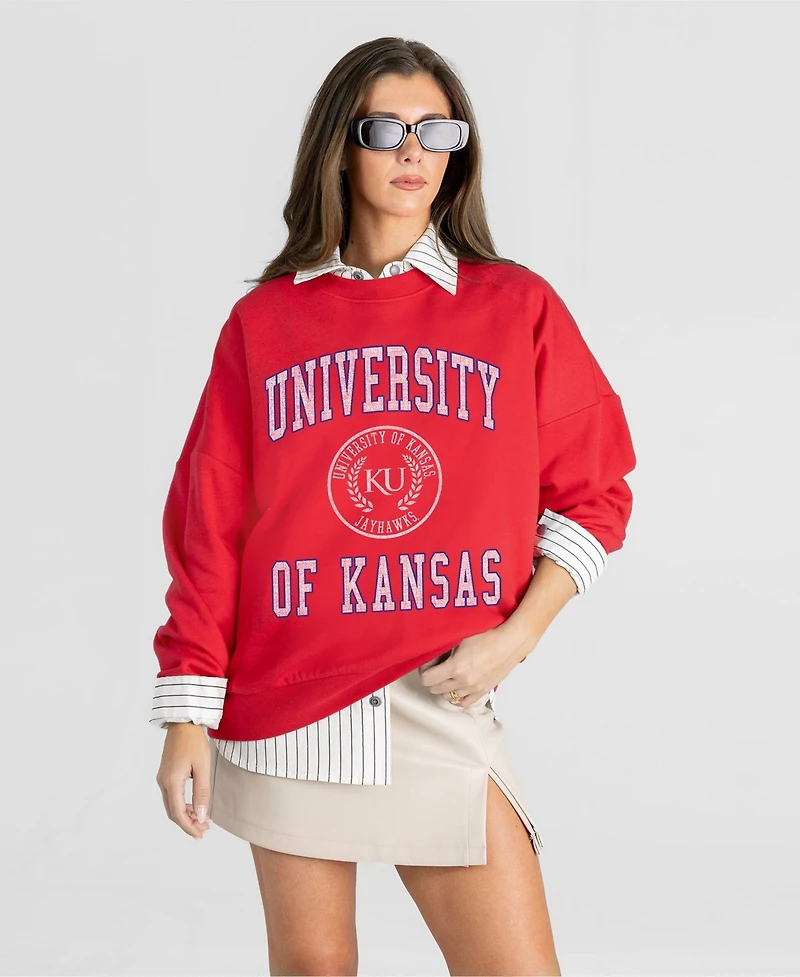Gameday Couture Women's Kansas Jayhawks Prime Play Oversized Graphic Pullover Sweatshirt