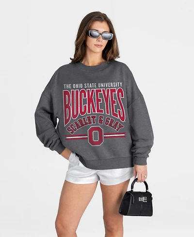Gameday Couture Women's Ohio State Buckeyes Kickoff Classic Oversized Dropped-Shoulder Graphic Sweatshirt