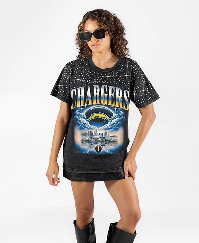 Gameday Couture Women's Sky's the Limit Drop-Shoulder Micro-Rhinestone Crewneck T-Shirt