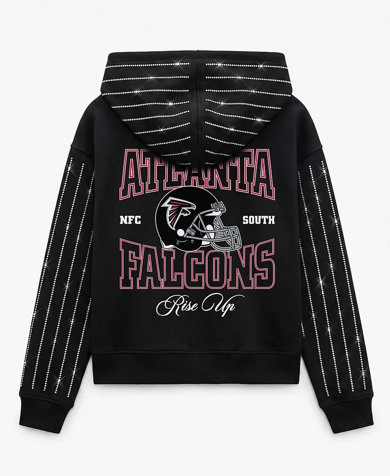 Gameday Couture Women's Atlanta Falcons Eyes on the Prize Full-Zip Dropped-Shoulder Cropped Hoodie