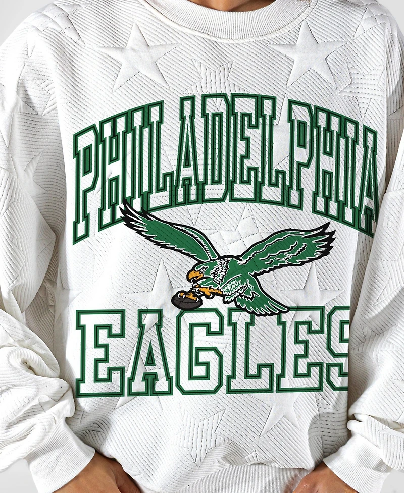 Gameday Couture Women's Philadelphia Eagles Big Play Energy Tonal Star Embossed Oversized Crewneck Sweatshirt