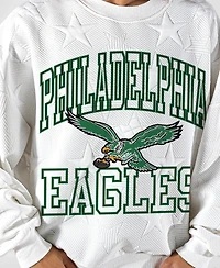 Gameday Couture Women's Philadelphia Eagles Big Play Energy Tonal Star Embossed Oversized Crewneck Sweatshirt