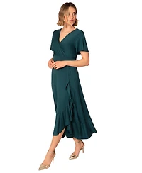 Alie Street London Women's Waterfall Ruffle Wrap Midi Dress