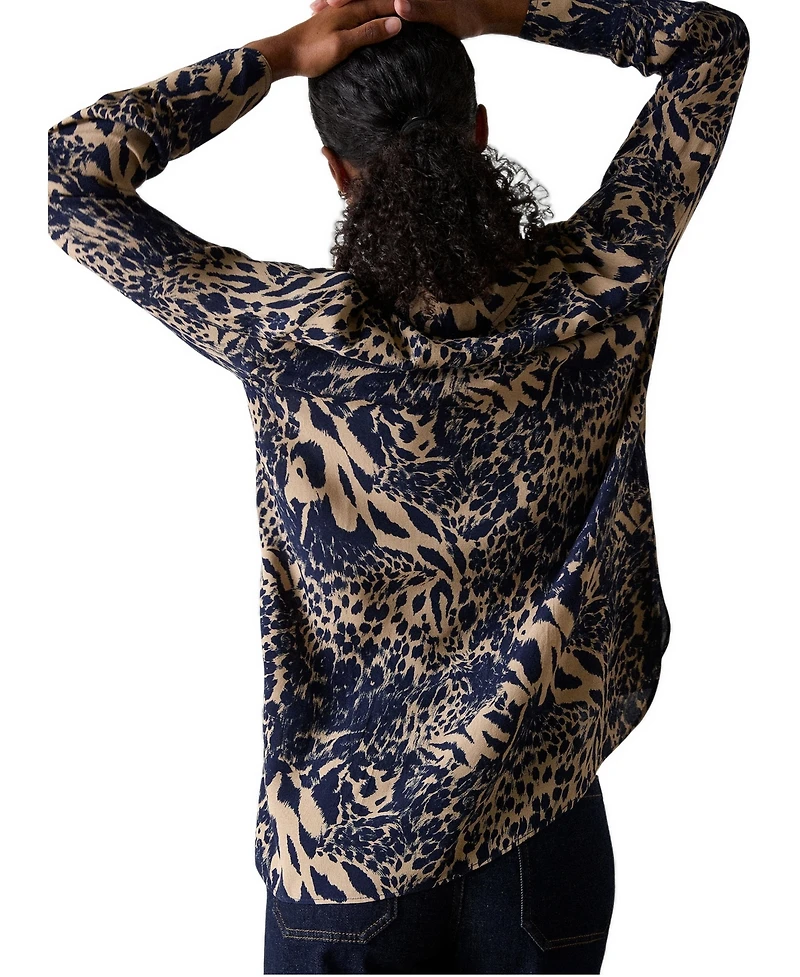 Whistles Women's Patchwork Leopard Print Shirt