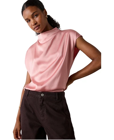 Whistles Women's Cowl Neck Satin Halter Top