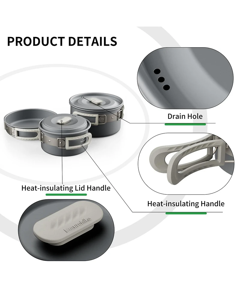 Piscifun Camping Cookware Set Lightweight Portable Outdoor Cooking Kit For Hiking Picnic