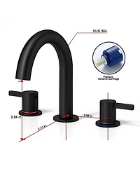 Phying Widespread Bathroom Faucet 8 Inch 2 Handle 3 Hole Vanity Sink Faucet with 360 Degree Rotatable Spout Pop Up Drain Durable Bathroom