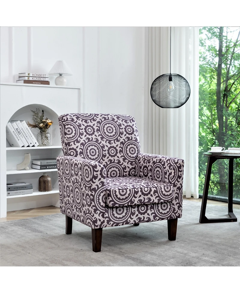 Slickblue Patterned Accent Chair with Birch Wood Frame and Foam Padded Seat