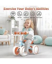 Allobebe Baby Balance Bike, 4-Wheel with Adjustable Seat and Silent Wheels, Ages 1-3